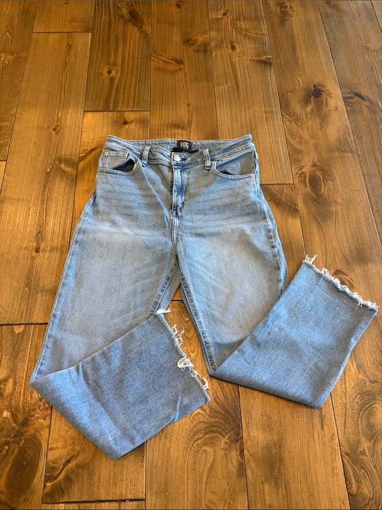 BDG Denim - BDG Light Blue Straight Leg Jeans with Frayed Hem